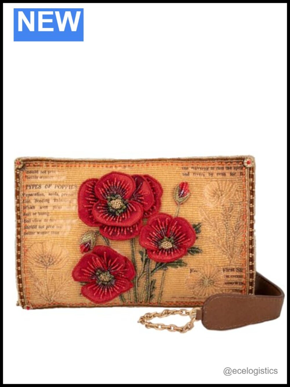 Beaded Floral Crossbody Bag Convertible Clutch Chain Strap